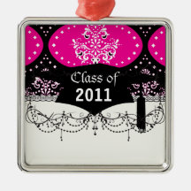 diplômé blanc noir rose magent de damassé de henné ornements de noël