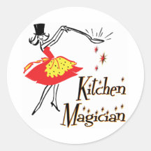 Dire de cuisine de magicien de cuisine rétro autocollants