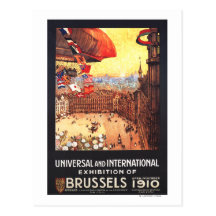 Dirigeable de Lebaudy avec des drapeaux du monde à Carte Postale