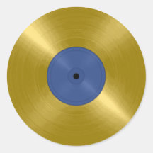 Disque d'or avec l'étiquette bleu adhésif