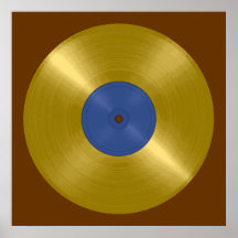 Disque d'or avec l'étiquette bleu affiches