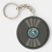 Disque vinyle vintage Keychain (bleu) Porte-clefs