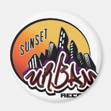 Disques urbains de coucher du soleil aimants