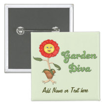 Diva drôle de jardin - personnaliser pin's avec agrafe