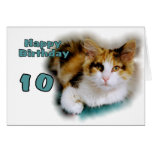 Dixième carte heureuse de chat de calicot d'annive