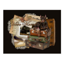 Dobermann de déplacement - rocheux cartes postales