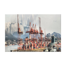 Docks secs et mountians du nord de Vancouver Impression Sur Toile