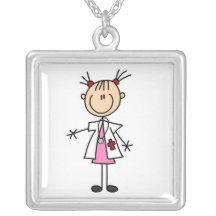 Docteur féminin Stick Figure Colliers Personnalisés