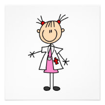 Docteur féminin Stick Figure Cartons D'invitation Personnalisés