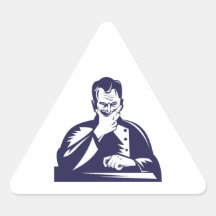 Docteur Hand sur la gravure sur bois en Chin Autocollant En Triangle