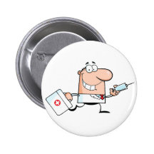 Docteur Running With A Syringe et sac Badge Avec Épingle
