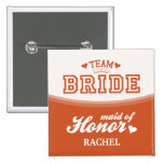 Domestique personnalisée de jeune mariée d'équipe  badges avec agrafe