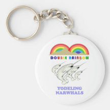 Double arc-en-ciel Narwhals jodlant Porte-clé