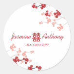 Double autocollant rouge de faveur de mariage de b