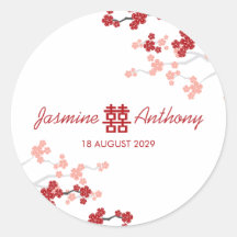 Double autocollant rouge de faveur de mariage de b