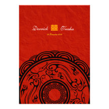 Double bonheur oriental classique épousant RSVP Faire-parts