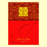 Double bonheur rouge classique épousant des cartes invitations