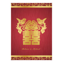 Double faire-part de mariage chinois de bonheur