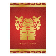 Double faire-part de mariage chinois de bonheur