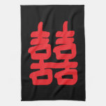 Double serviette de cuisine de bonheur serviettes pour les mains