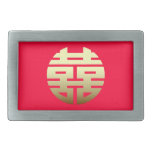 Double symbole de Chinois de bonheur boucles de ceinture