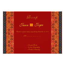 Doubles invitations orientales de mariage de bonhe
