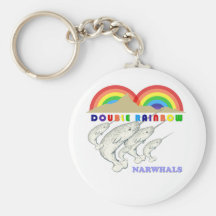 doubles narwhals d'arc-en-ciel porte-clés