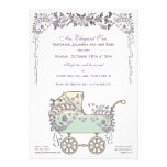 Douche avec des erreurs de bébé floral romantique  invitations personnalisées