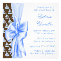 Douche bleue élégante de bébé de voilier invitations
