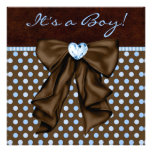 Douche de bébé de Brown de bleus layette Invitations Personnalisables