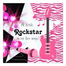 Douche de bébé de Rockstar de zèbre de roses indie Invitation