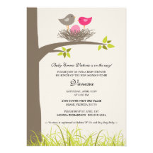 Douche de bébé du nid d'oiseau de bébé invitation