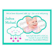 Douche des annonces de naissance de photo de coeur cartons d'invitation