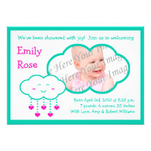 Douche des annonces de naissance de photo de coeur invitations personnalisables