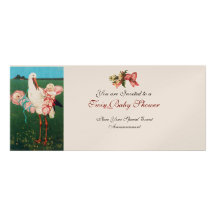 DOUCHE JUMELLE Champagne de BÉBÉ de CIGOGNE métall Invitations