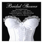 Douche nuptiale de damassé blanche de corset invitations personnalisées