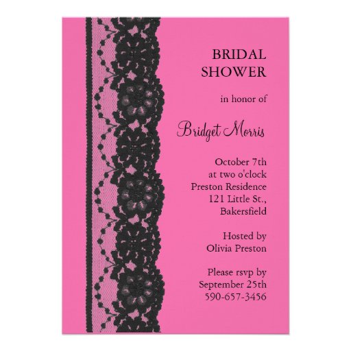 Douche nuptiale de dentelle (fuchsia) faire-parts