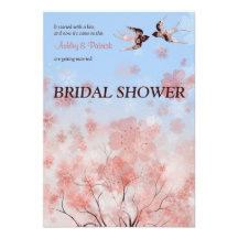 Douche nuptiale de fleurs de cerisier et d'hironde invitations