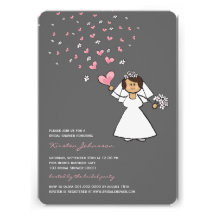 Douche nuptiale de fleurs de coeurs de rose de jeu invitations