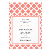 Douche nuptiale de motif rose de corail de Quatref Invitations
