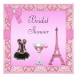 Douche nuptiale de Paris de corset rose chic de da Invitation Personnalisée