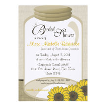 Douche nuptiale de pot et de tournesols invitations