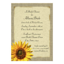 Douche nuptiale de tournesol de soleil de pays faire-parts