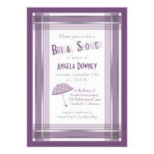 Douche nuptiale d'Ombre de parapluie pourpre de pl Invitations Personnalisées