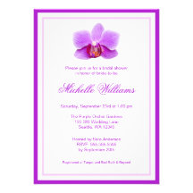 Douche nuptiale d'orchidée pourpre élégante invitation