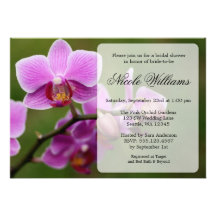 Douche nuptiale d'orchidée rose invitations personnalisées