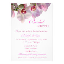 Douche nuptiale florale, fleurs roses d'orchidée carton d'invitation