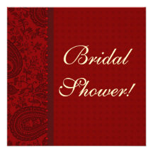 Douche nuptiale indienne de brocard rouge de damas cartons d'invitation