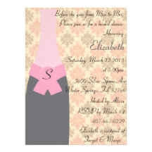 Douche nuptiale rose Inivitation de Champagne Carton D'invitation