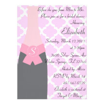 Douche nuptiale rose Inivitation de Champagne Faire-parts